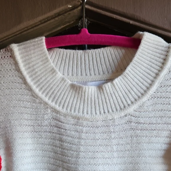 Eesome Cream Sweater with Colorful Embroidered Floral Accents - Picture 2 of 10